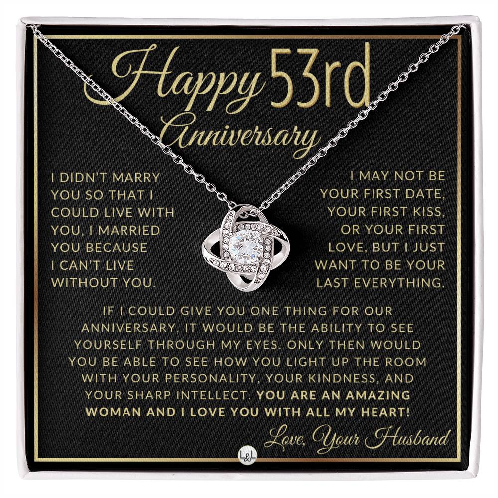 53rd Anniversary Gift For Wife - Beautiful Women's Pendant Necklace + Heartfelt Anniversary Message - Liliana and Liam