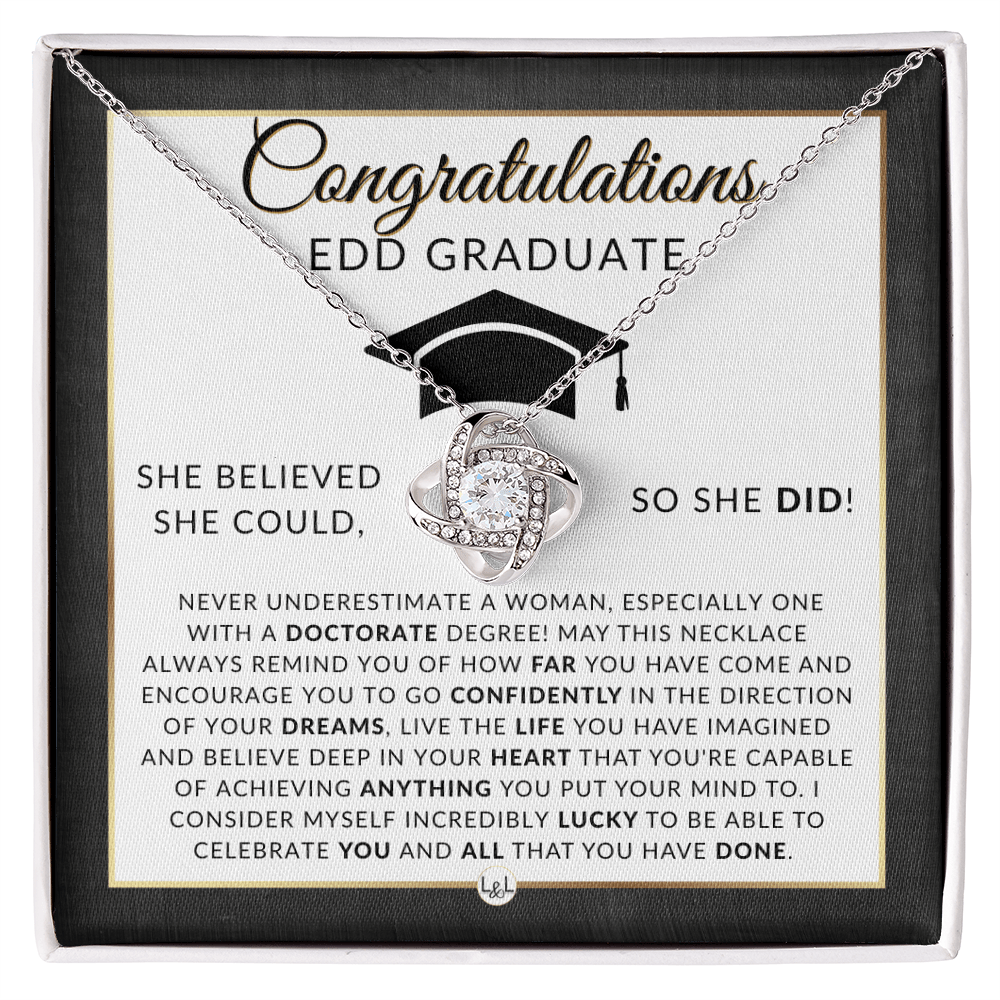 EDD Graduation - Elegant Knot Pendant Necklace - Gift For Doctorate - Liliana and Liam