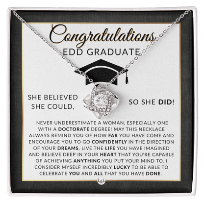 EDD Graduation - Elegant Knot Pendant Necklace - Gift For Doctorate - Liliana and Liam