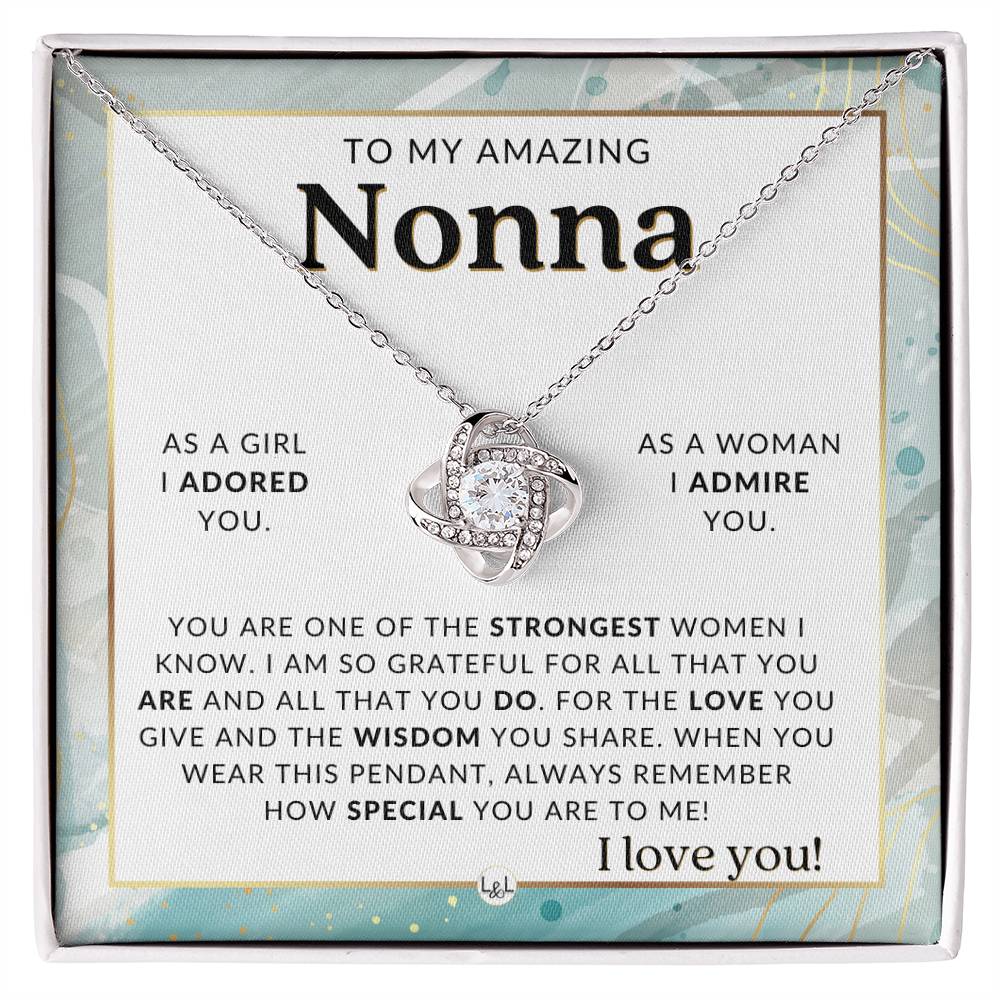 Nonna - Knot Pendant Necklace - Gift For Nonna From Granddaughter - Liliana and Liam