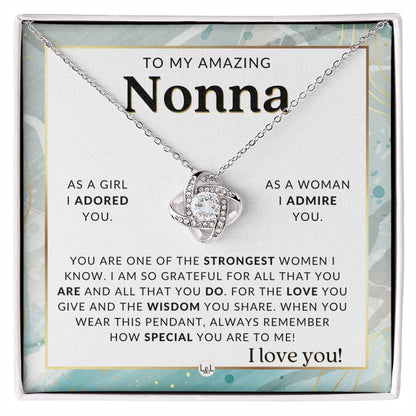 Nonna - Knot Pendant Necklace - Gift For Nonna From Granddaughter - Liliana and Liam