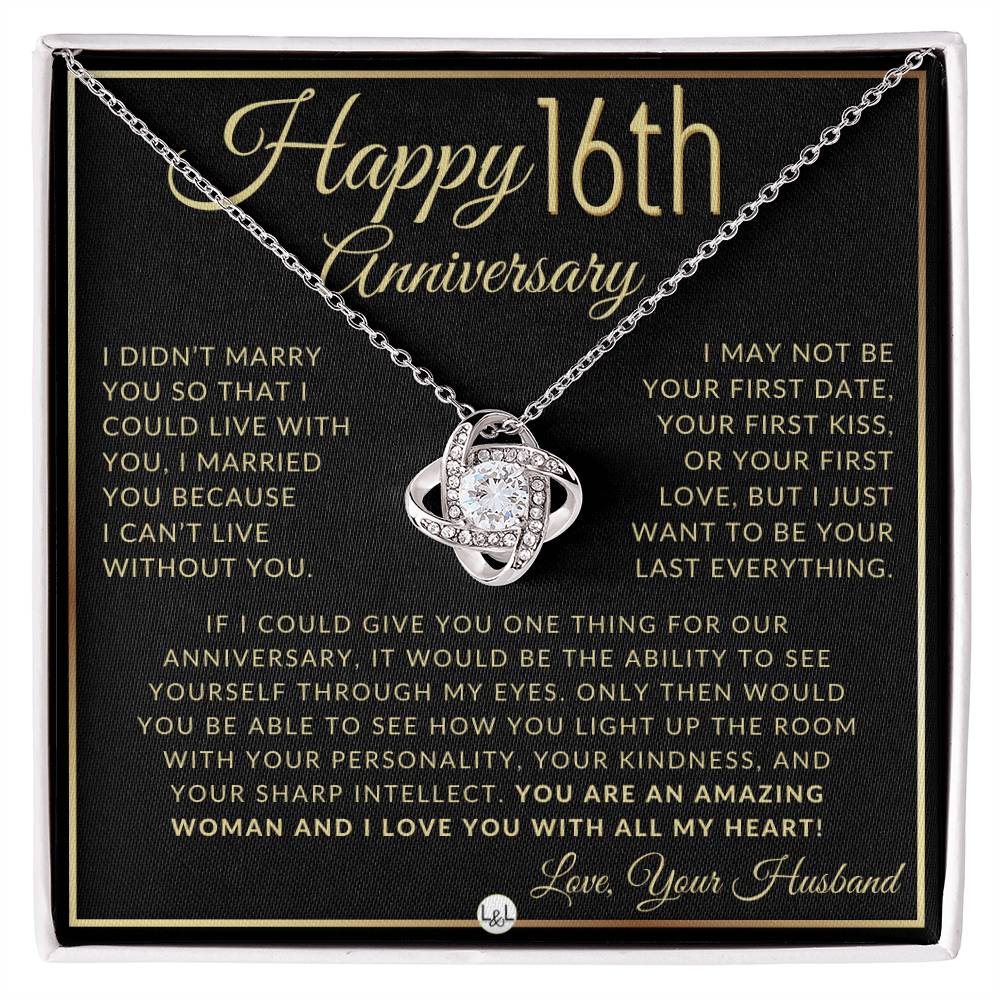 16th Anniversary Gift For Wife - Beautiful Women's Pendant Necklace + Heartfelt Anniversary Message - Liliana and Liam