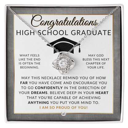 Graduation Gifts For High School Girl - Beautiful Necklace + HS Graduation Message - Graduation Party Gift Idea For Her