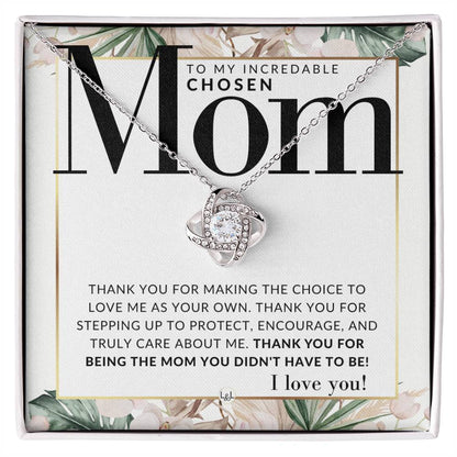 Chosen Mom - Knot Pendent Necklace - Gift For Step/Bonus Mom - Liliana and Liam