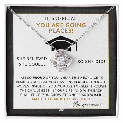 Masters Degree Grad Gift For Her - Beautiful Women's Pendant + Sentimental Keepsake Graduation Message - Liliana and Liam
