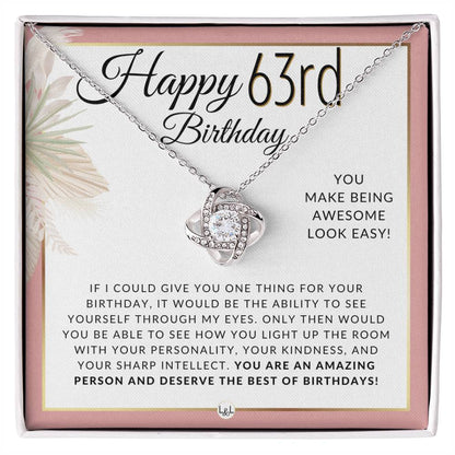 63rd Birthday - Knot Pendent Necklace - Gift For Her - Liliana and Liam