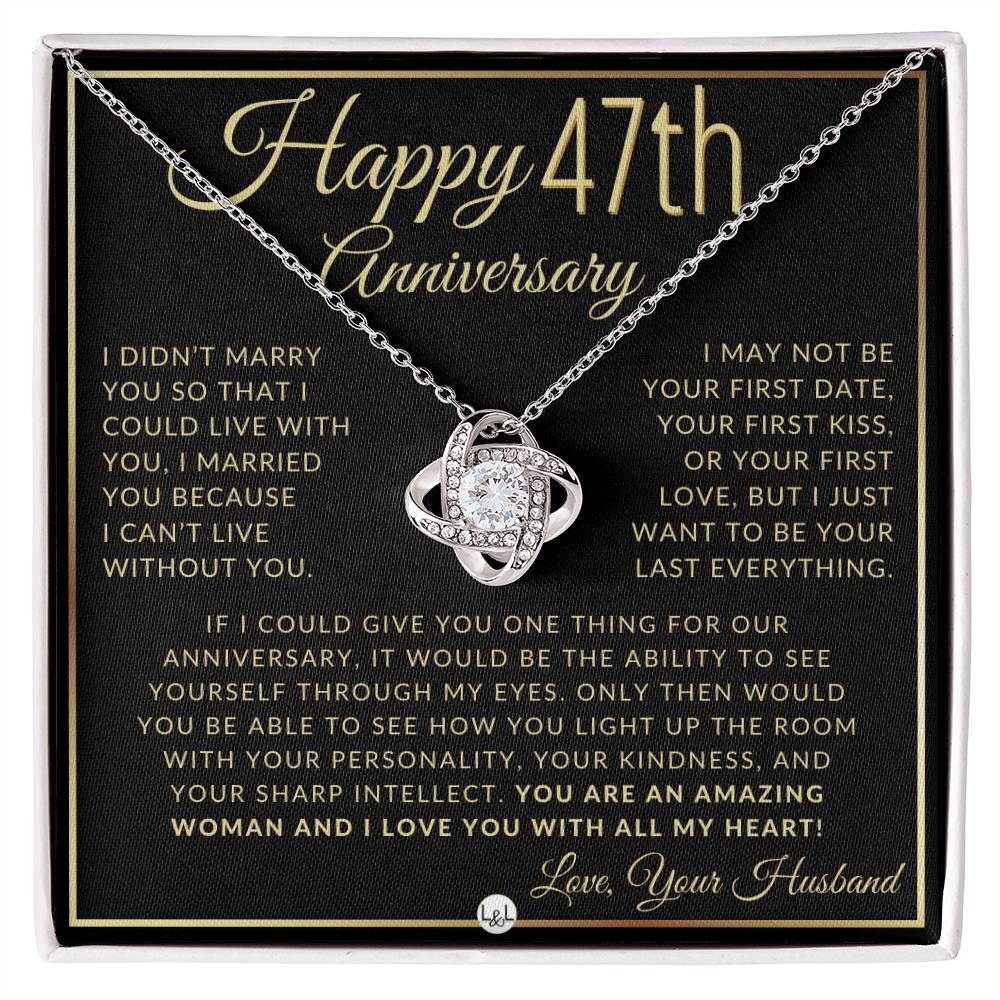 47th Anniversary Gift For Wife - Beautiful Women's Pendant Necklace + Heartfelt Anniversary Message - Liliana and Liam