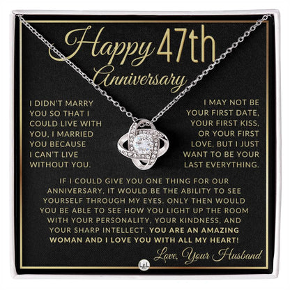 47th Anniversary Gift For Wife - Beautiful Women's Pendant Necklace + Heartfelt Anniversary Message - Liliana and Liam