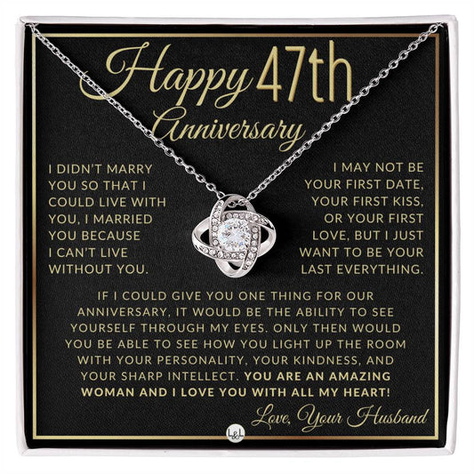 47th Anniversary Gift For Wife - Beautiful Women's Pendant Necklace + Heartfelt Anniversary Message