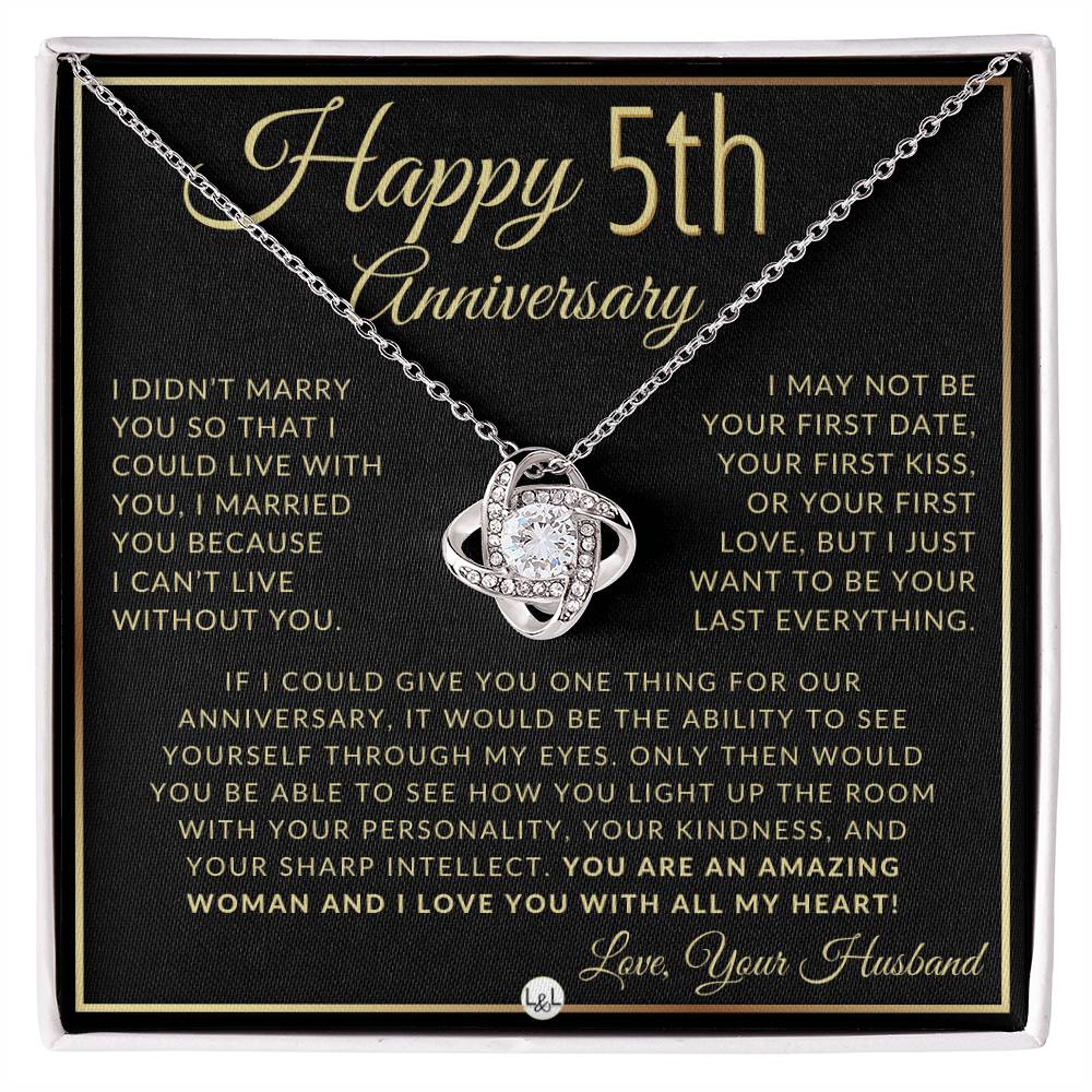 5th Anniversary Gift For Wife - Beautiful Women's Pendant Necklace + Heartfelt Anniversary Message - Liliana and Liam
