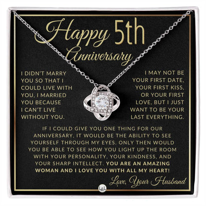 5th Anniversary Gift For Wife - Beautiful Women's Pendant Necklace + Heartfelt Anniversary Message - Liliana and Liam
