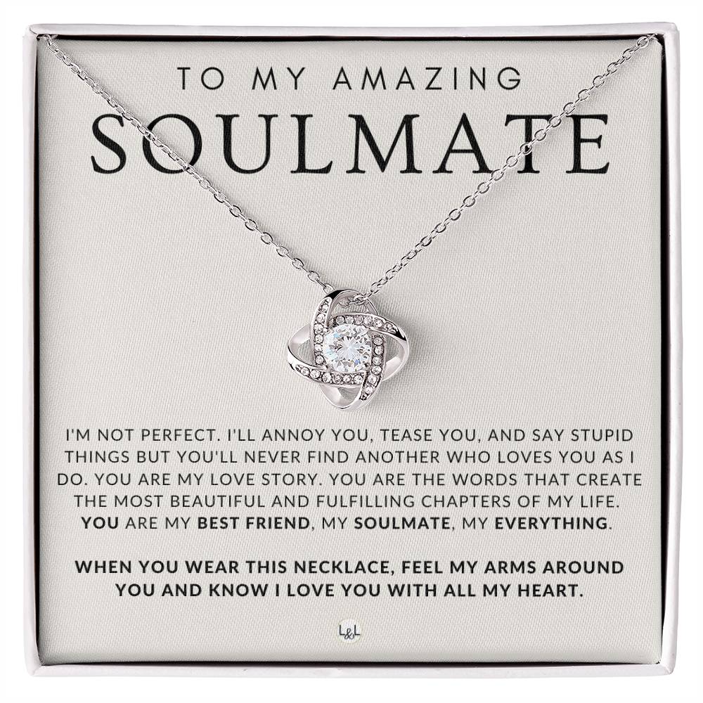 Sentimental Gift For My Soulmate - Beautiful Women's Pendant + Heartfelt Message - Perfect Christmas Gift, Valentine's Day, Birthday or Anniversary Present