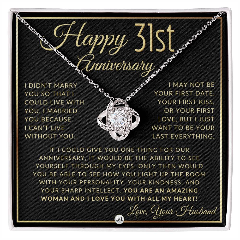 31st Anniversary Gift For Wife - Beautiful Women's Pendant Necklace For Your Wife + Heartfelt Message - Liliana and Liam