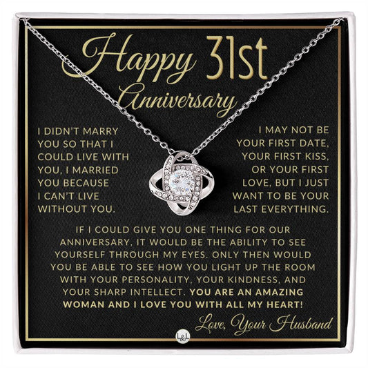 31st Anniversary Gift For Wife - Beautiful Women's Pendant Necklace For Your Wife + Heartfelt Message - Liliana and Liam