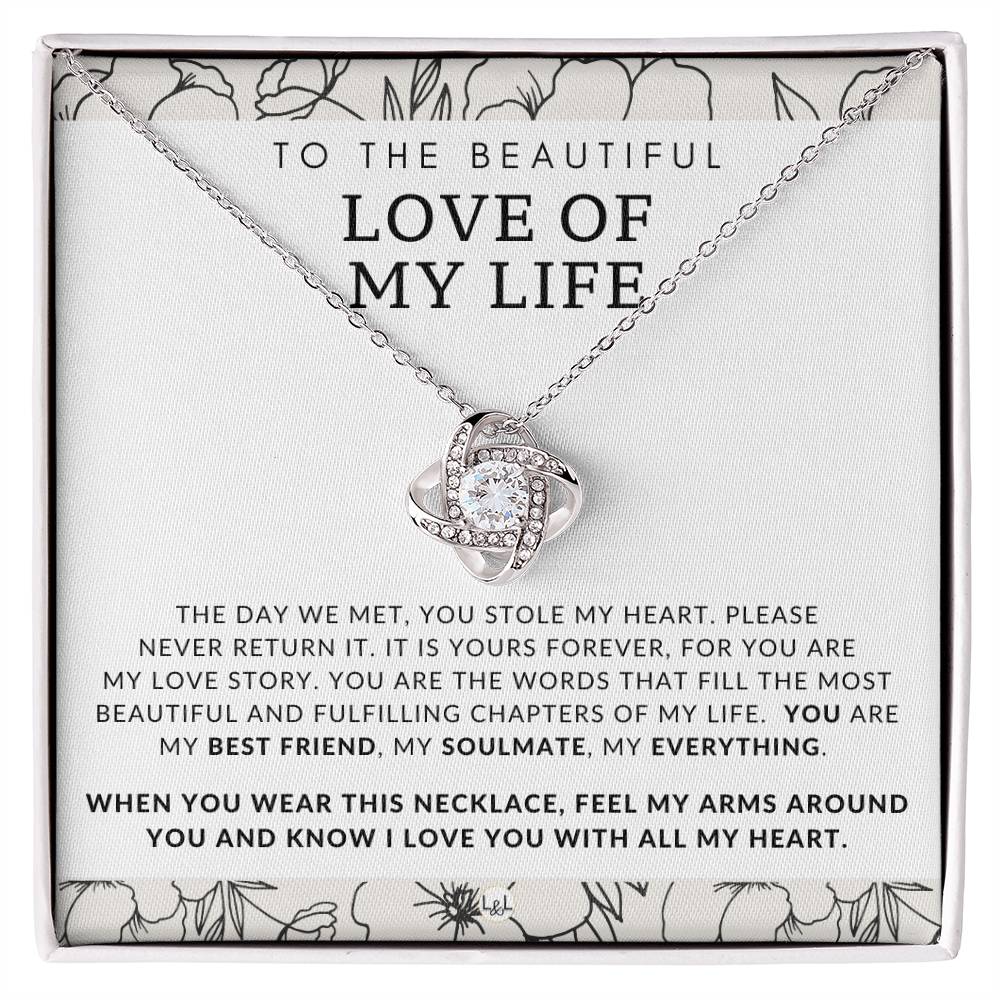 Meaningful Gift For Her - The Love of My Life - Beautiful Women's Pendant + Heartfelt Message - Perfect Christmas Gift, Valentine's Day, Birthday or Anniversary Present