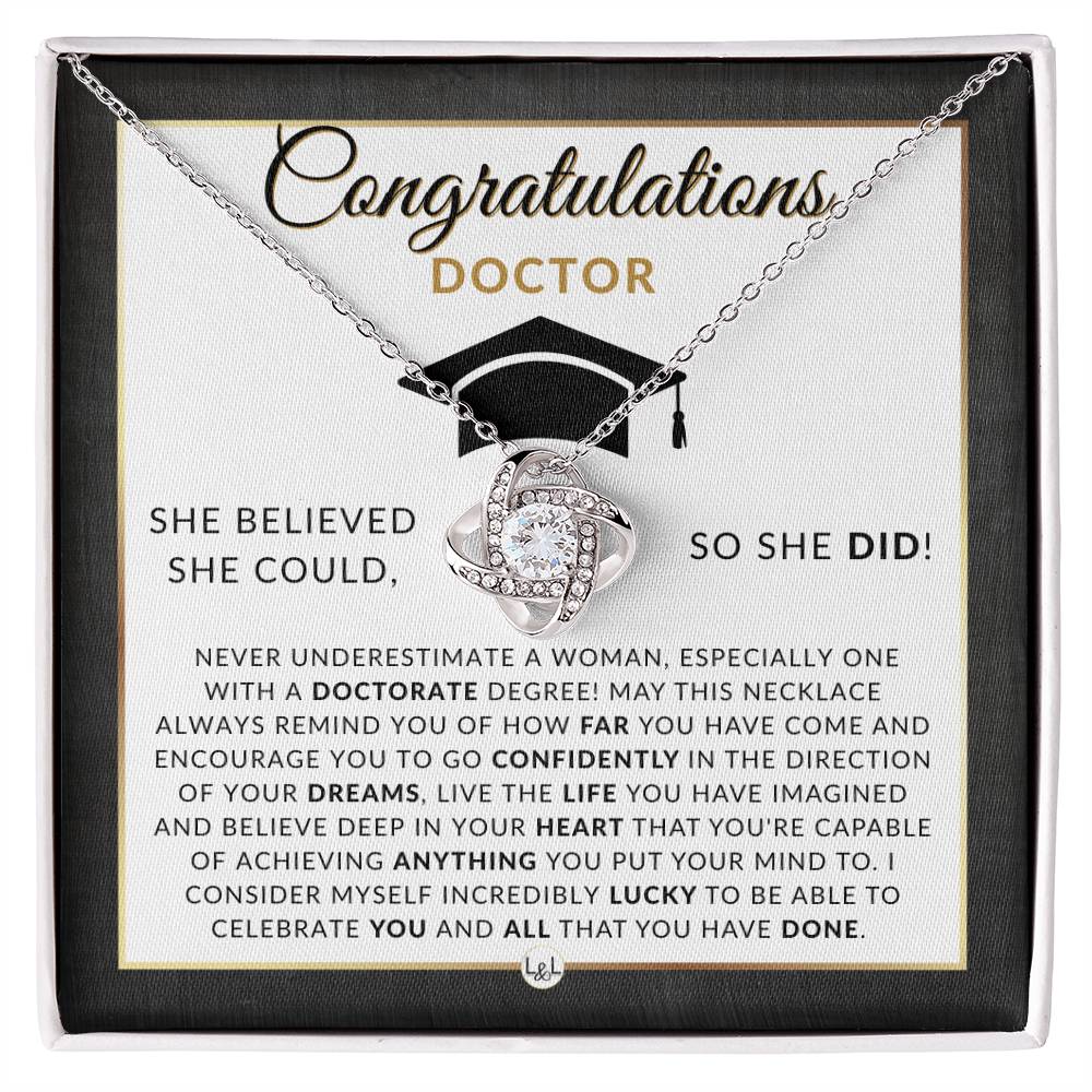 PHD Graduation Gift For Her - Beautiful Women's Pendant Necklace - Graduation Gift For New Doctor Graduate - Liliana and Liam
