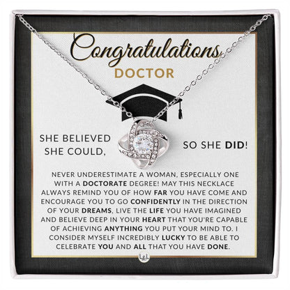 PHD Graduation Gift For Her - Beautiful Women's Pendant Necklace - Graduation Gift For New Doctor Graduate - Liliana and Liam