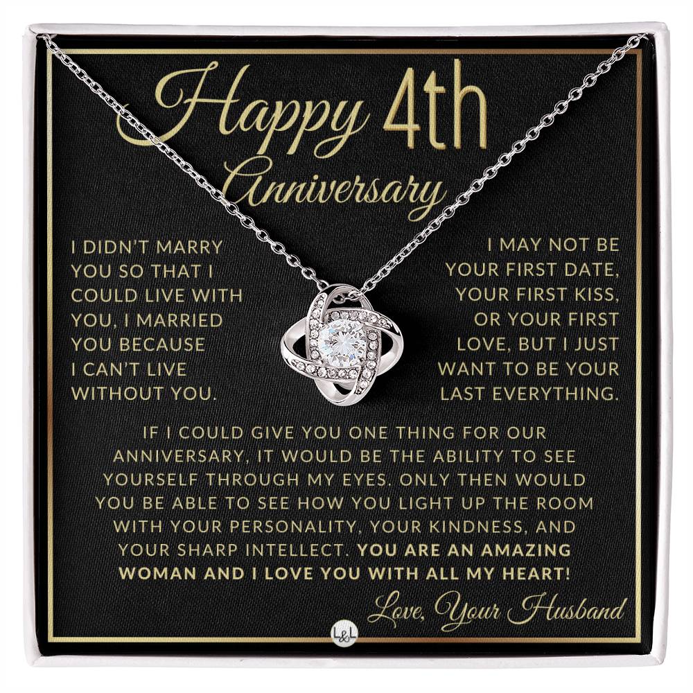 4th Anniversary Gift For Wife - Beautiful Women's Pendant Necklace + Heartfelt Anniversary Message - Liliana and Liam