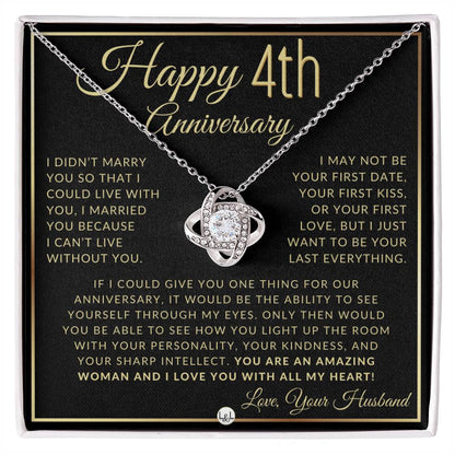 4th Anniversary Gift For Wife - Beautiful Women's Pendant Necklace + Heartfelt Anniversary Message - Liliana and Liam