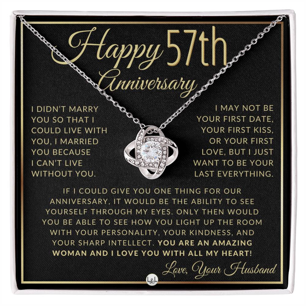57th Anniversary Gift For Wife - Beautiful Women's Pendant Necklace + Heartfelt Anniversary Message - Liliana and Liam