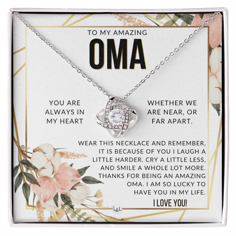 Oma Gift - Beautiful Women's Pendant - From Granddaughter, Grandson, Grandkids - Great For Mother's Day, Christmas, or Birthday - Liliana and Liam