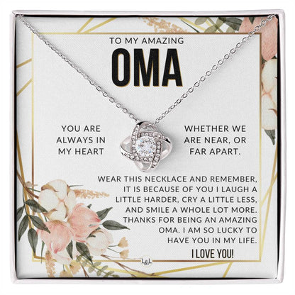 Oma Gift - Beautiful Women's Pendant - From Granddaughter, Grandson, Grandkids - Great For Mother's Day, Christmas, or Birthday - Liliana and Liam