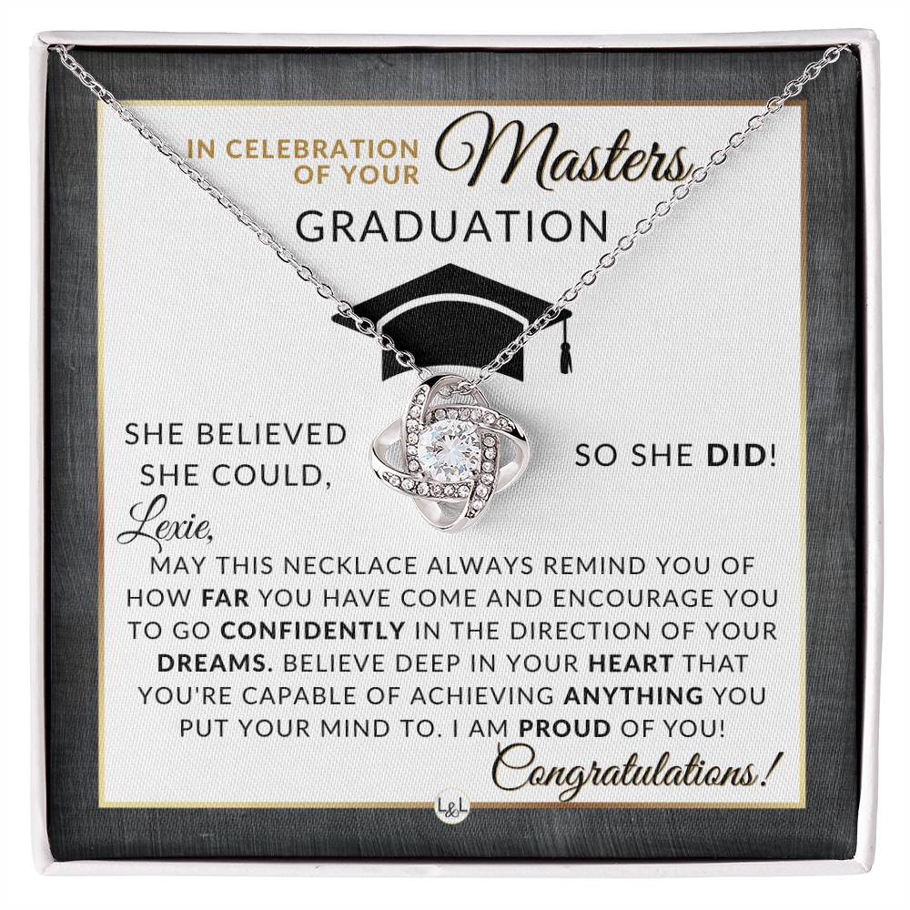 Master's Graduation Gift For Her - Meaningful Milestone Necklace - Personalized Grad School Graduation Gift Idea For A Woman