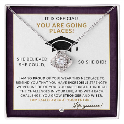 Grad Party Gift For Her - Meaningful Milestone Necklace - Graduation Gift For Her - She Believed She Could, So She Did - Liliana and Liam