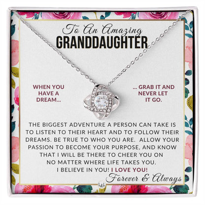 Granddaughter Gift - Follow Your Dreams - Meaningful Granddaughter Gift For Her Birthday, Christmas or For Graduation - Liliana and Liam
