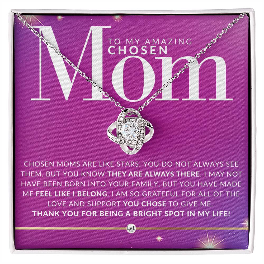 Gift for Chosen Mom, Bonus Mom Gift - Beautiful Women's Pendant Necklace + Heartfelt Message For Second Mom - Great For Mother's Day, Christmas, Her Birthday, Or As An Encouragement Gift - Liliana and Liam