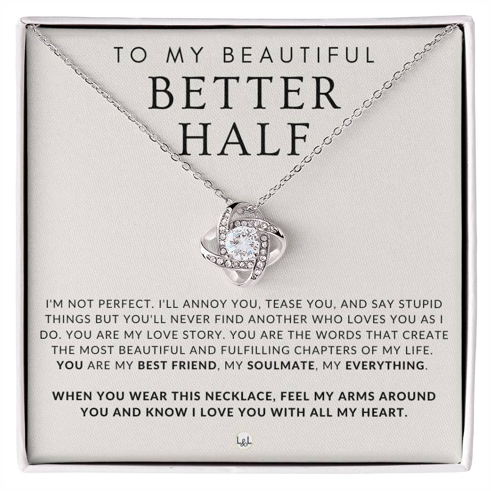 Sentimental Gift For Her - My Better Half - Beautiful Women's Pendant + Heartfelt Message - Perfect Christmas Gift, Valentine's Day, Birthday or Anniversary Present