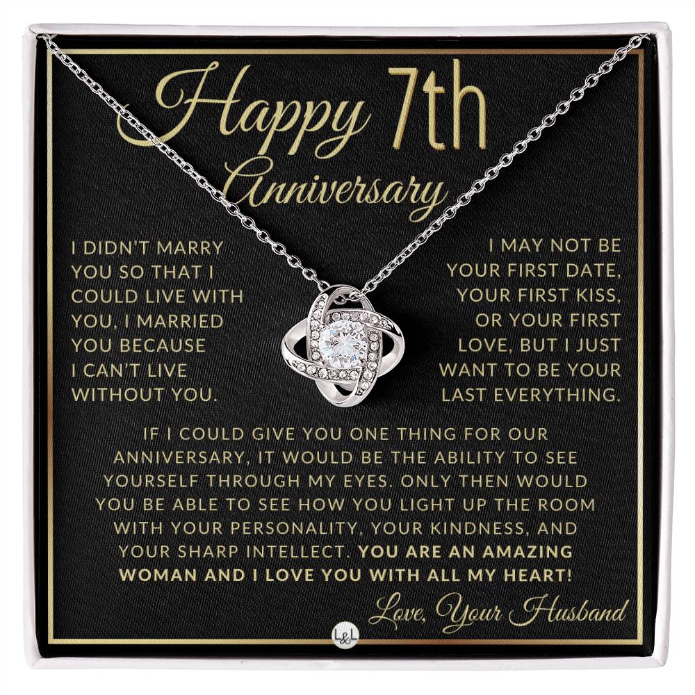 7th Anniversary Gift For Wife - Beautiful Women's Pendant Necklace + Heartfelt Anniversary Message - Liliana and Liam