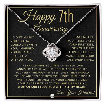 7th Anniversary Gift For Wife - Beautiful Women's Pendant Necklace + Heartfelt Anniversary Message - Liliana and Liam