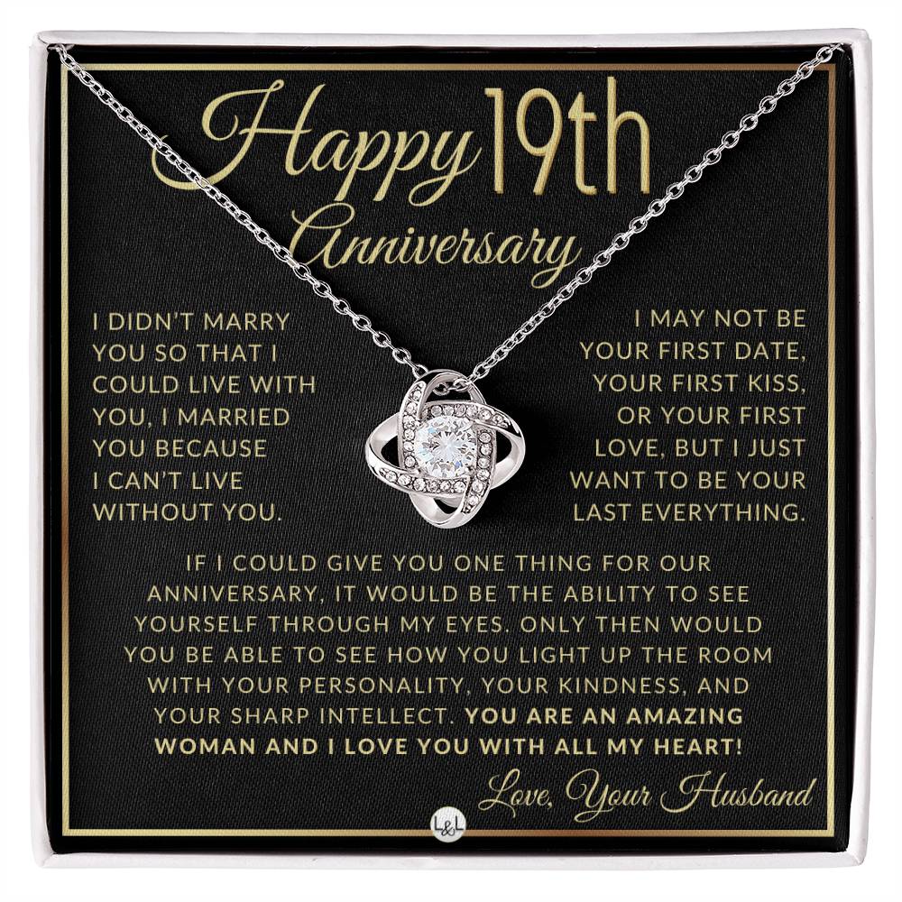 19th Anniversary Gift For Wife - Beautiful Women's Pendant Necklace + Heartfelt Anniversary Message - Liliana and Liam