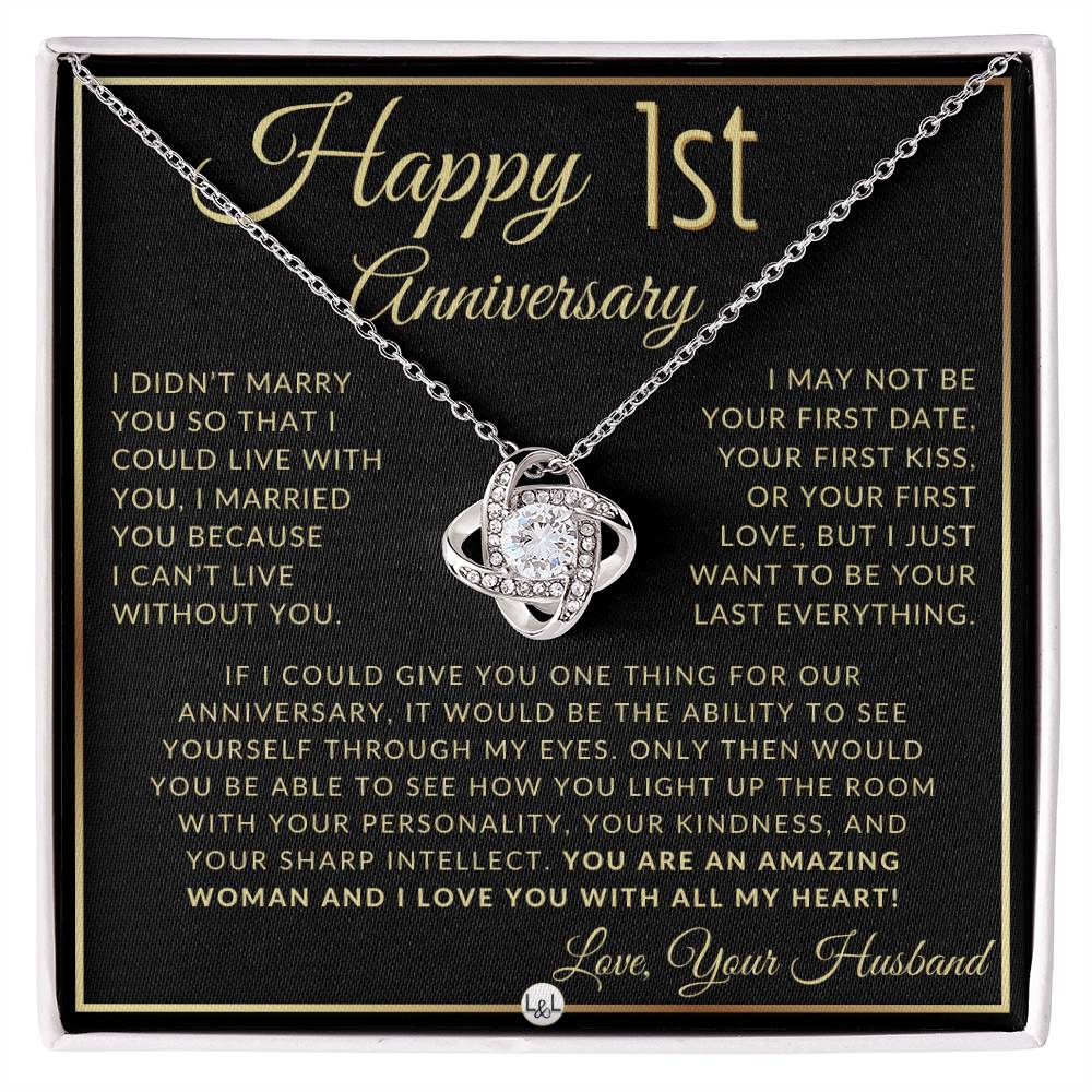 1st Anniversary Gift For Wife - Beautiful Women's Pendant Necklace + Heartfelt Anniversary Message - Liliana and Liam