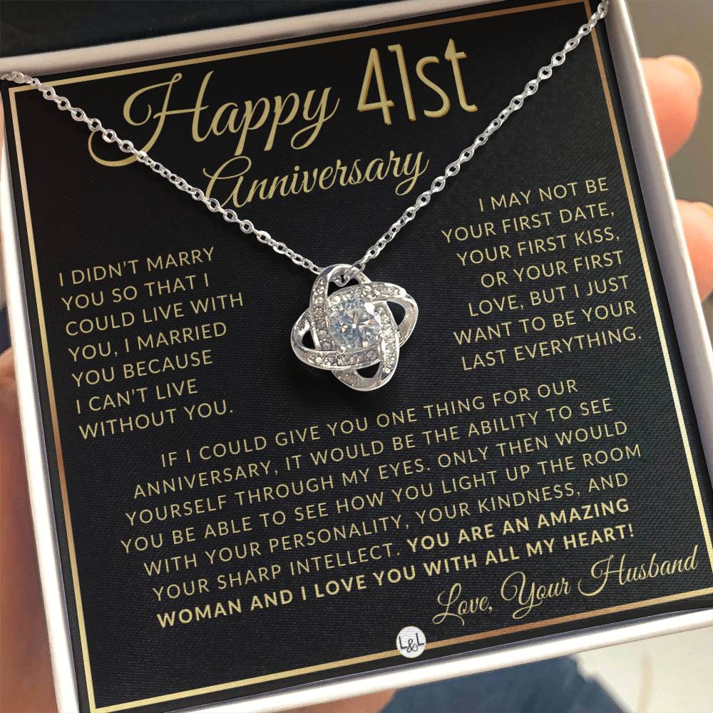 41st Anniversary Gift For Wife - Beautiful Women's Pendant Necklace + Heartfelt Anniversary Message - Liliana and Liam