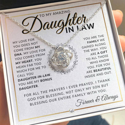 Daughter-In-Law Gift Idea - Pendant Necklace For My Daughter in Law + Sentimental Keepsake Message - Great Christmas Gift or Birthday Present or Wedding Gift