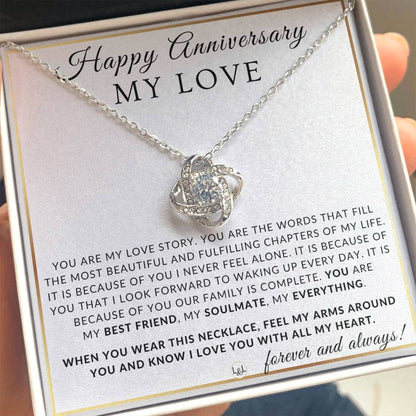 Anniversary Gift For Your Wife, Girlfriend or Fiancée - My Love Story - Beautiful Women's Pendant Necklace + Heartfelt Anniversary Message - Liliana and Liam