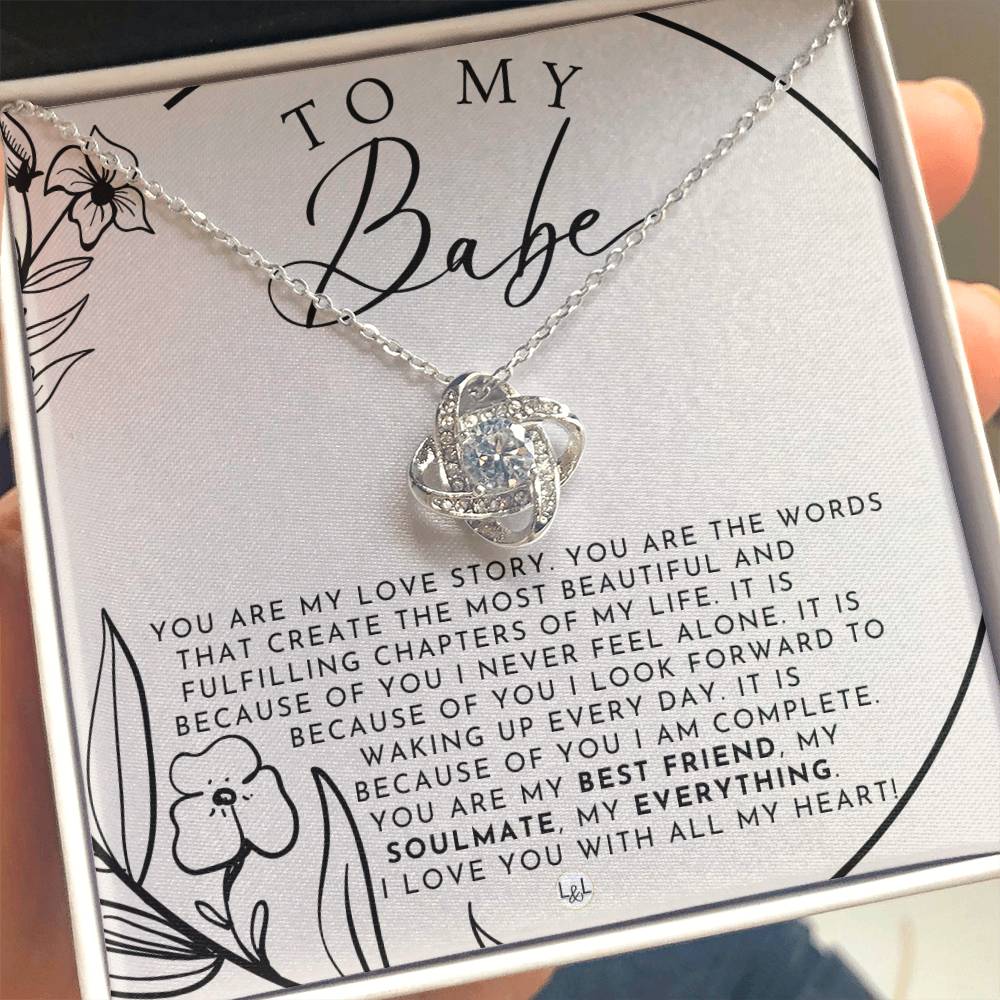 Romantic Gift For Her - My Babe - Beautiful Women's Pendant + Heartfelt Message - Perfect Christmas Gift, Valentine's Day, Birthday or Anniversary Present