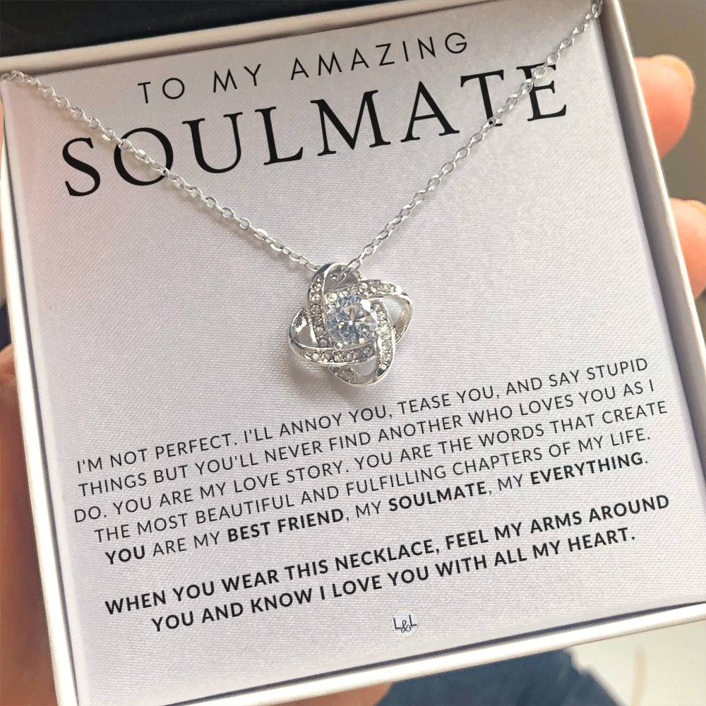 Sentimental Gift For My Soulmate - Beautiful Women's Pendant + Heartfelt Message - Perfect Christmas Gift, Valentine's Day, Birthday or Anniversary Present