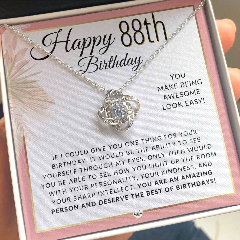 88th Birthday Gift For Her - Necklace For 88 Year Old Birthday - Beautiful Women's Birthday Pendant + Heartfelt Birthday Message - Liliana and Liam