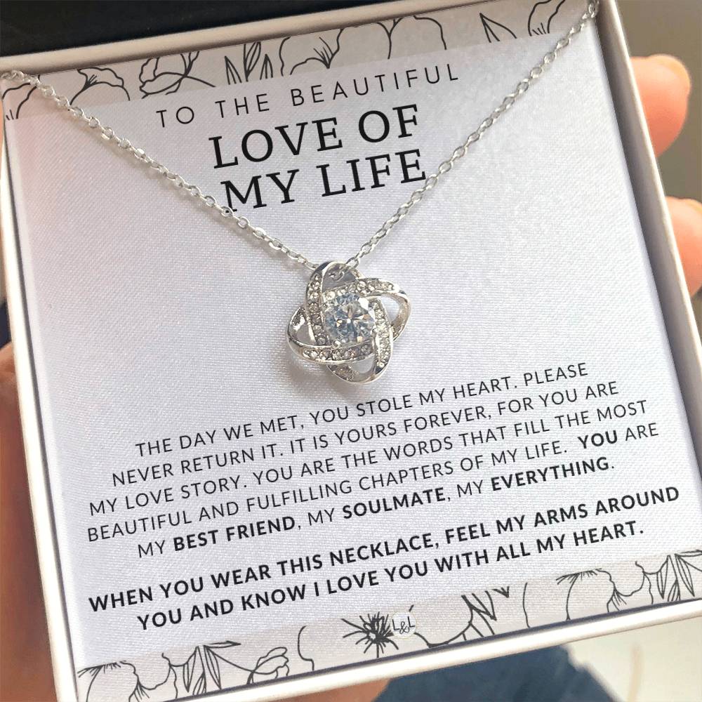 Meaningful Gift For Her - The Love of My Life - Beautiful Women's Pendant + Heartfelt Message - Perfect Christmas Gift, Valentine's Day, Birthday or Anniversary Present