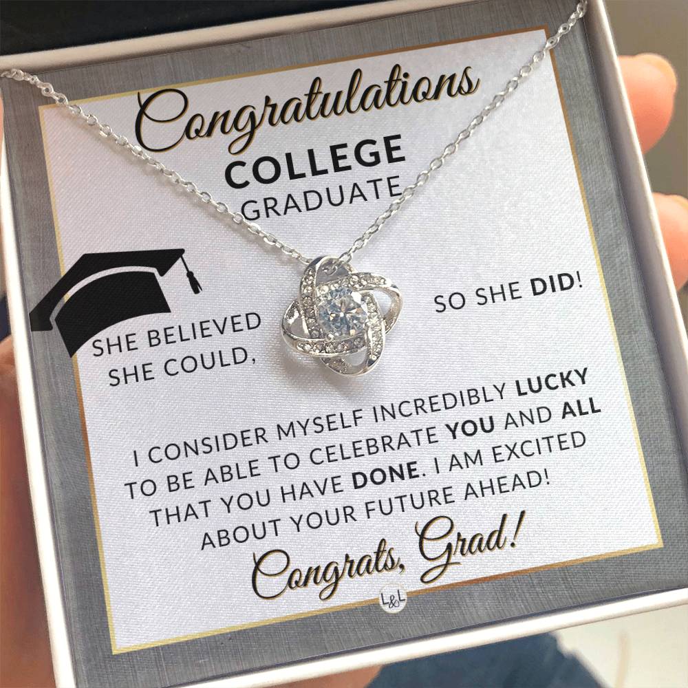 Graduation Gift For College Girl - Beautiful Women's Pendant + Sentimental Keepsake Message For New Grad - Perfect College Graduation Gift For Her - Great Gift For College Graduation Party - Liliana and Liam