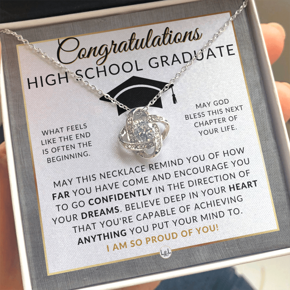 Graduation Gifts For High School Girl - Beautiful Necklace + HS Graduation Message - Graduation Party Gift Idea For Her