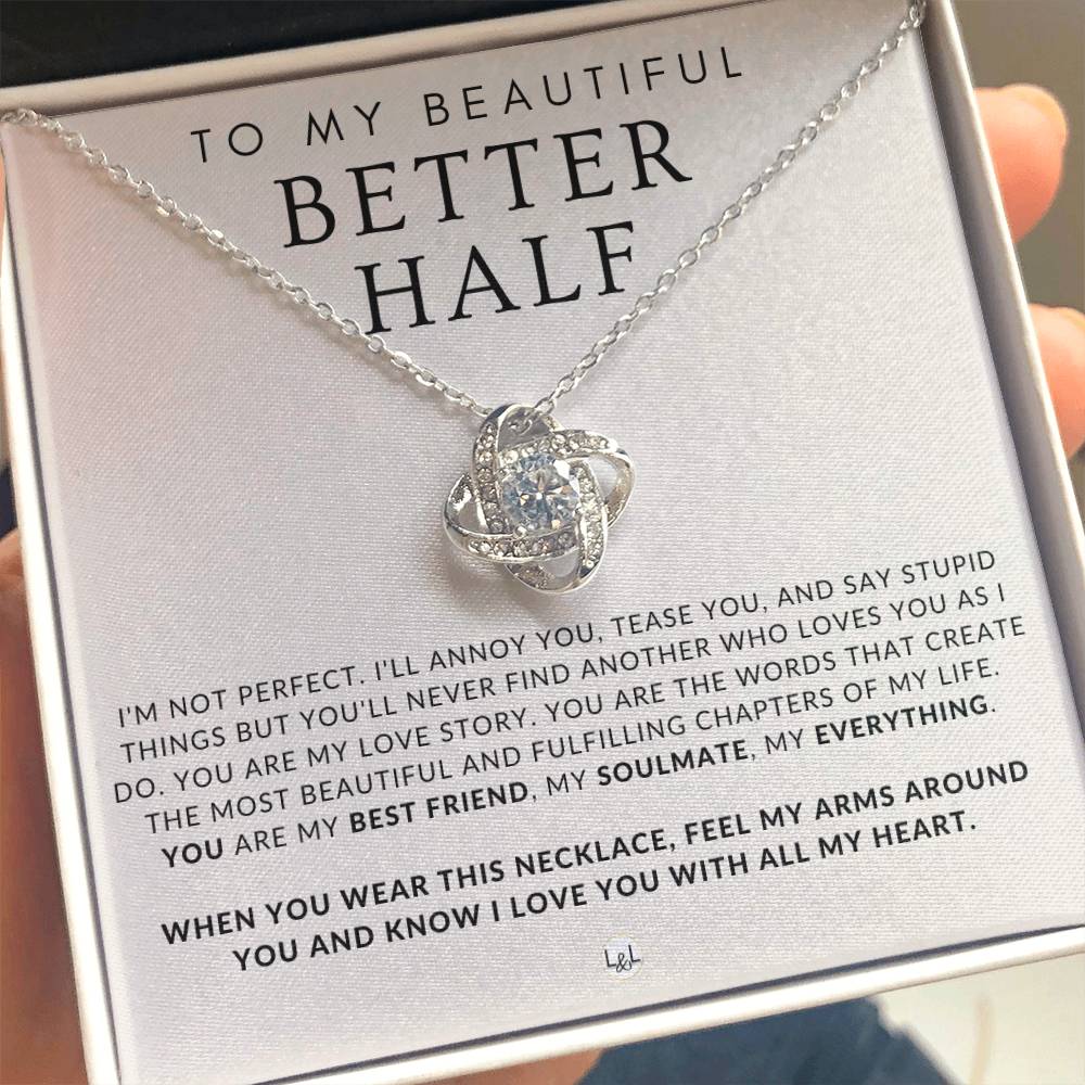 Sentimental Gift For Her - My Better Half - Beautiful Women's Pendant + Heartfelt Message - Perfect Christmas Gift, Valentine's Day, Birthday or Anniversary Present