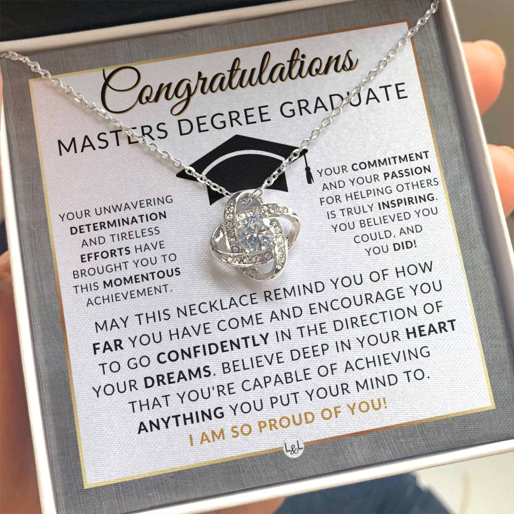 Graduate Graduation Gift Idea For Her For Masters Degree Graduate -  Master's Graduation Gift For Her - Pendant Necklace + Heartfelt Message