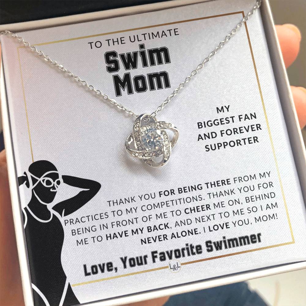 Swim Mom, From A Girl Swimmer - Knot Pendent Necklace - Gift For Sports Mom - Liliana and Liam