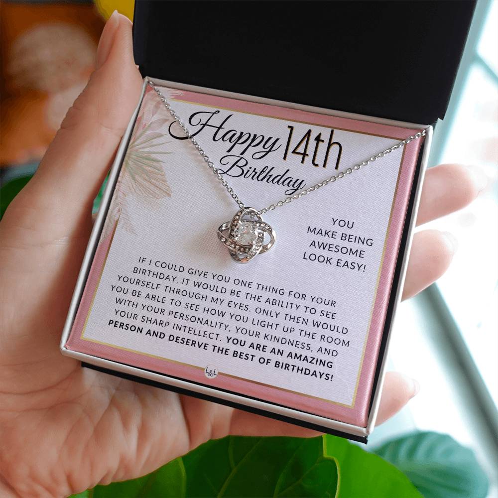 14th Birthday Gift For Her - Necklace For 14 Year Old Birthday - Beautiful Women's Birthday Pendant + Heartfelt Birthday Message - Liliana and Liam