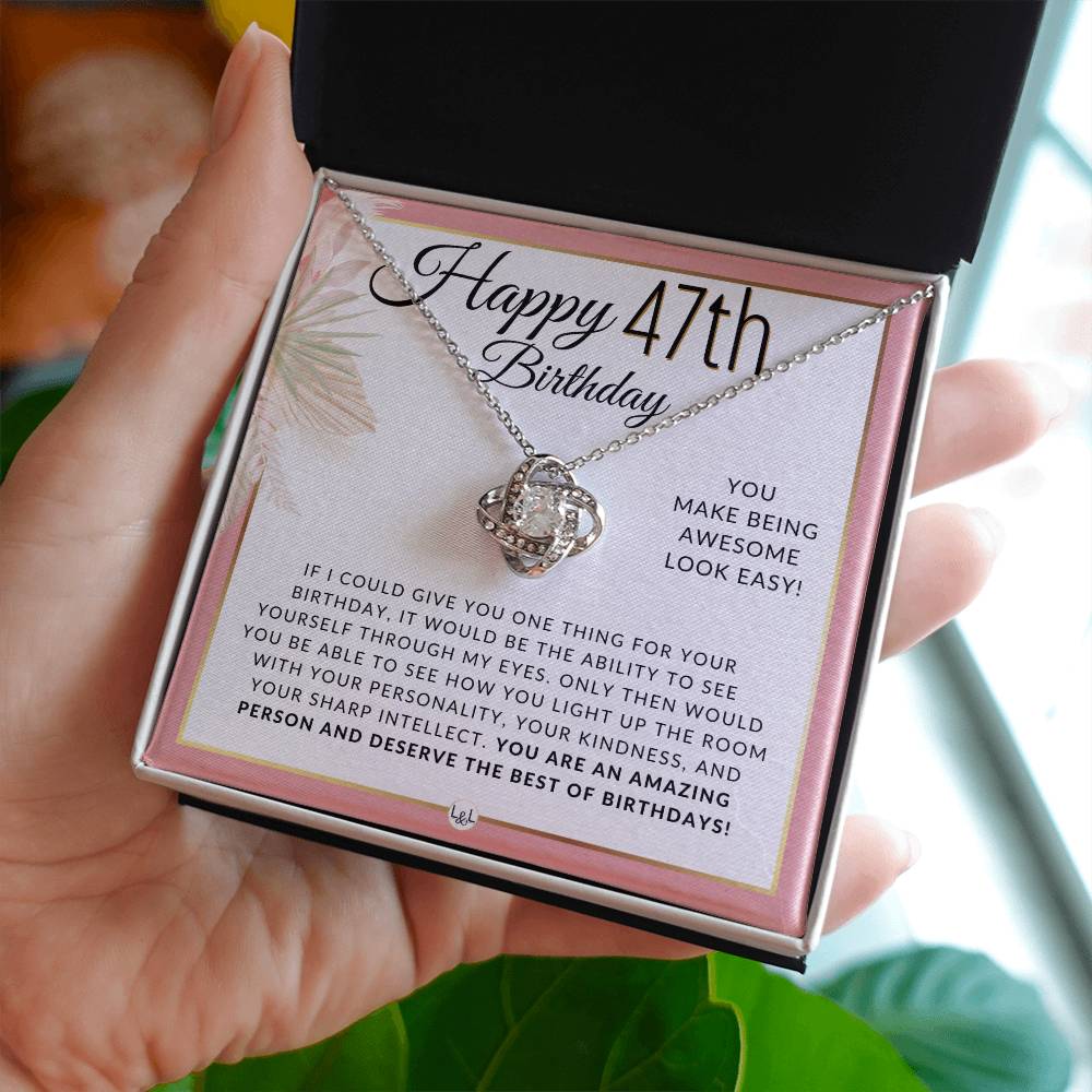 47th Birthday Gift For Her - Necklace For 47 Year Old Birthday - Beautiful Women's Pendant + Sentimental Birthday Message - Liliana and Liam