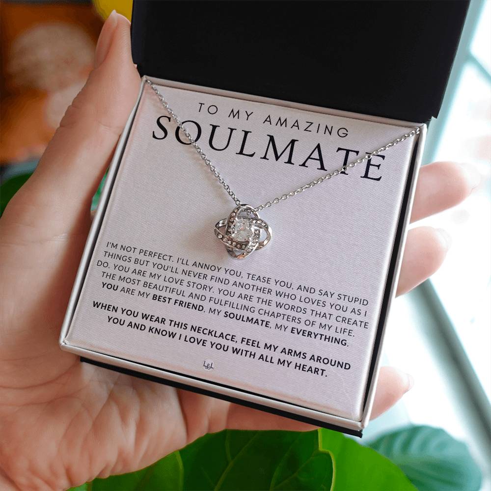 Sentimental Gift For My Soulmate - Beautiful Women's Pendant + Heartfelt Message - Perfect Christmas Gift, Valentine's Day, Birthday or Anniversary Present